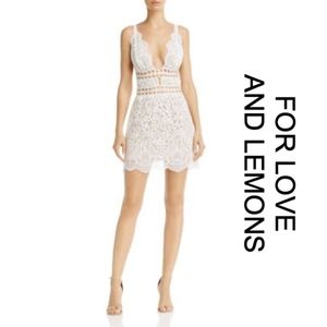 For Love & Lemons Mon Cheri White Lace Mini Dress